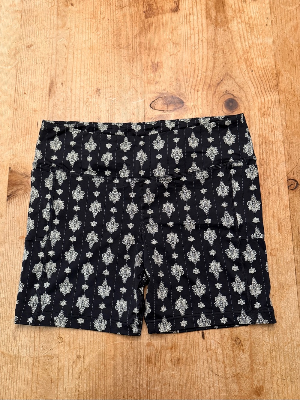 Lands' End Black Printed Bike Shorts